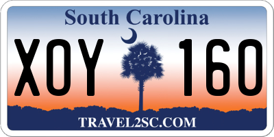 SC license plate XOY160