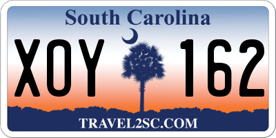 SC license plate XOY162