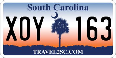 SC license plate XOY163
