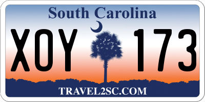 SC license plate XOY173