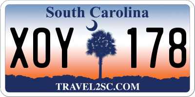 SC license plate XOY178