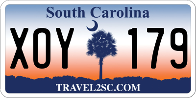 SC license plate XOY179