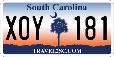 SC license plate XOY181