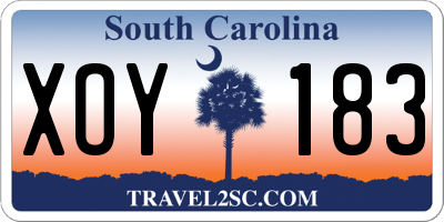 SC license plate XOY183