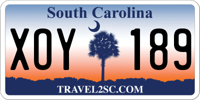 SC license plate XOY189