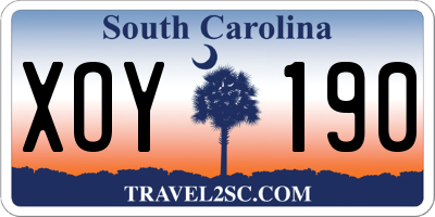 SC license plate XOY190