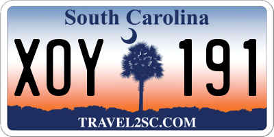 SC license plate XOY191