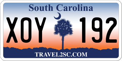 SC license plate XOY192