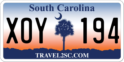 SC license plate XOY194