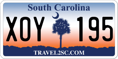 SC license plate XOY195