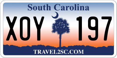 SC license plate XOY197