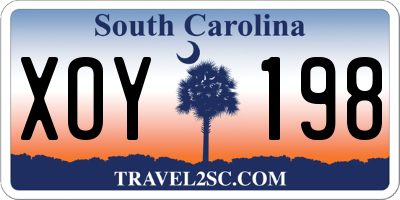 SC license plate XOY198