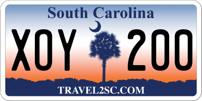 SC license plate XOY200