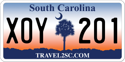 SC license plate XOY201