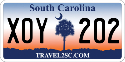 SC license plate XOY202