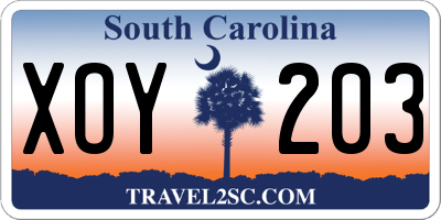 SC license plate XOY203