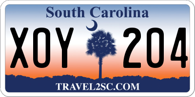 SC license plate XOY204
