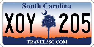 SC license plate XOY205