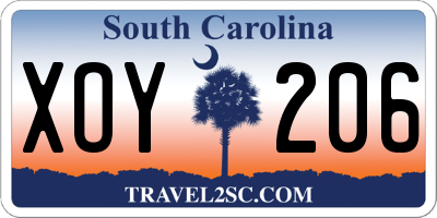 SC license plate XOY206