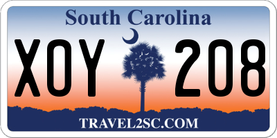 SC license plate XOY208