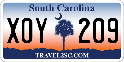 SC license plate XOY209