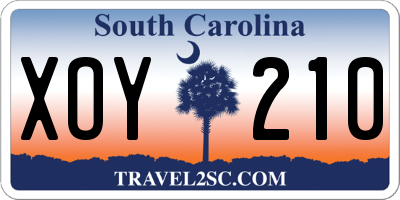 SC license plate XOY210