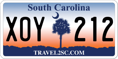 SC license plate XOY212