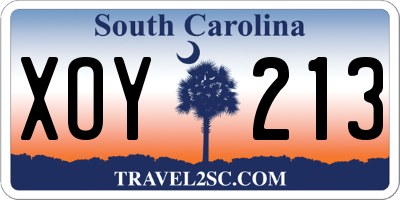 SC license plate XOY213