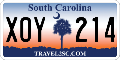 SC license plate XOY214