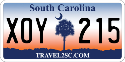 SC license plate XOY215