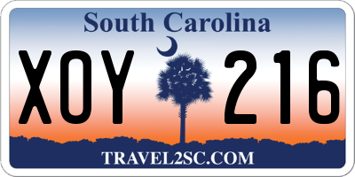 SC license plate XOY216