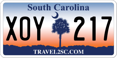 SC license plate XOY217
