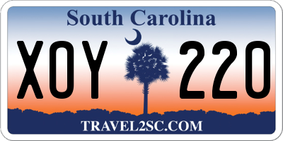 SC license plate XOY220