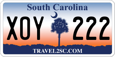 SC license plate XOY222