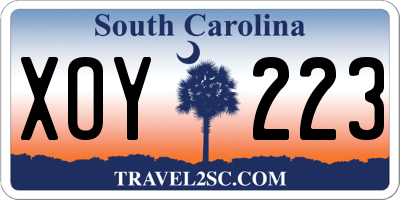 SC license plate XOY223