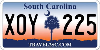 SC license plate XOY225