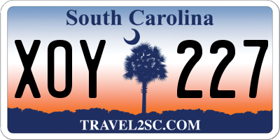 SC license plate XOY227