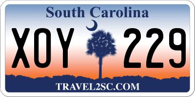 SC license plate XOY229