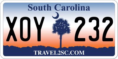 SC license plate XOY232