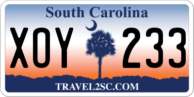 SC license plate XOY233