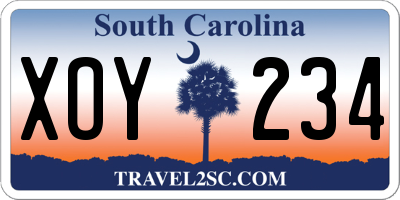 SC license plate XOY234