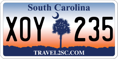 SC license plate XOY235