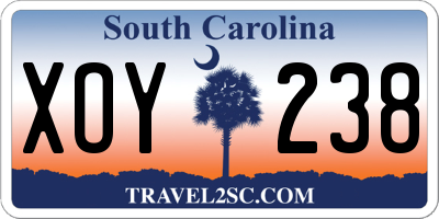 SC license plate XOY238