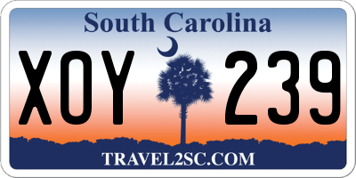 SC license plate XOY239