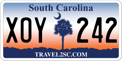 SC license plate XOY242
