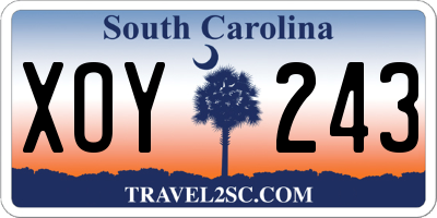 SC license plate XOY243