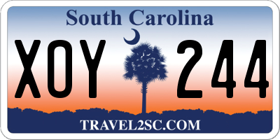 SC license plate XOY244