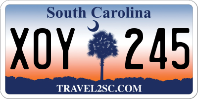 SC license plate XOY245