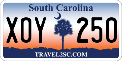 SC license plate XOY250