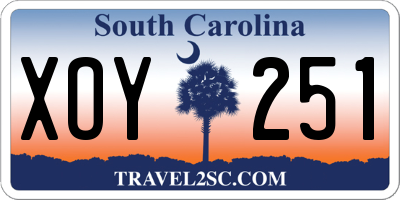 SC license plate XOY251